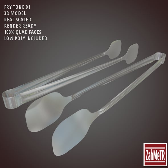 Fry Tong 3D Model Low - High Poly - 3DOcean Item for Sale