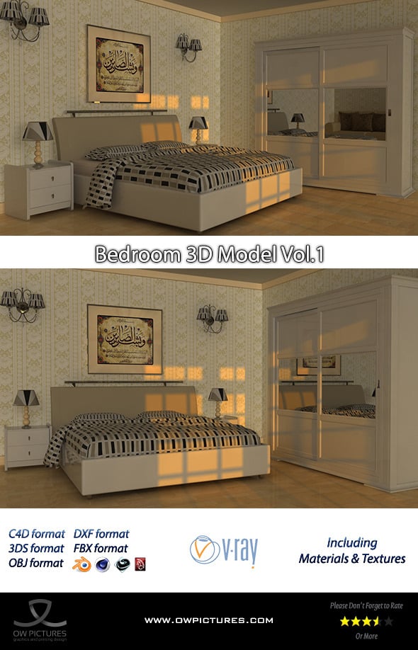 Bedroom 3D Model - 3DOcean Item for Sale
