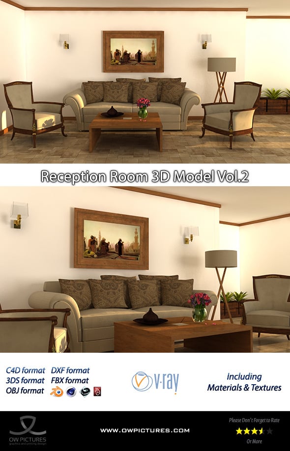 Reception Room 3D Model Vol.2 - 3DOcean Item for Sale