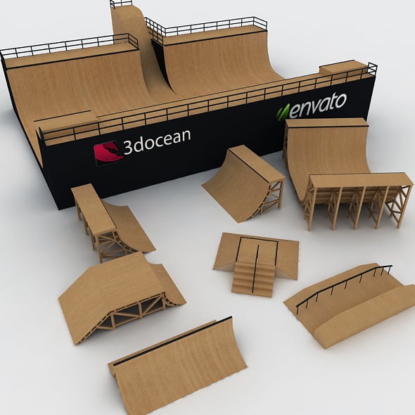 Mega Halfpipe Skate Park Bundle - 3DOcean Item for Sale