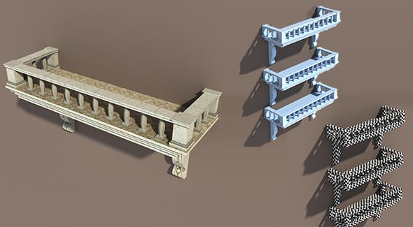 Balkony Low poly 3d Model LOD - 3DOcean Item for Sale