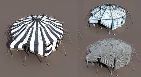 Circus Tent Black&White - 3DOcean Item for Sale