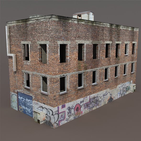 Old Factory Ruin Low Poly 3d Model - 3DOcean Item for Sale