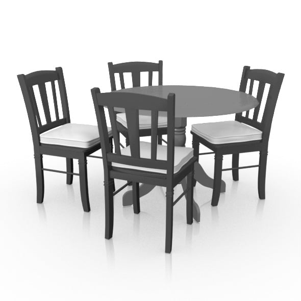 Dining Set (Leaf Table x4 Chairs) - 3DOcean Item for Sale