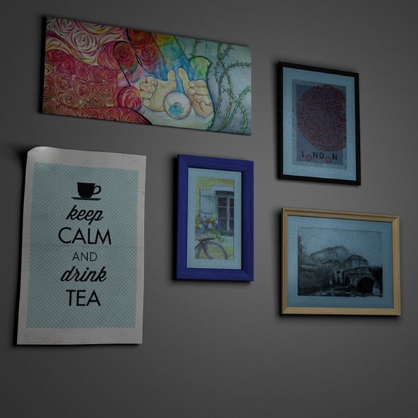 Picture Frames and Paintings Set - 3DOcean Item for Sale