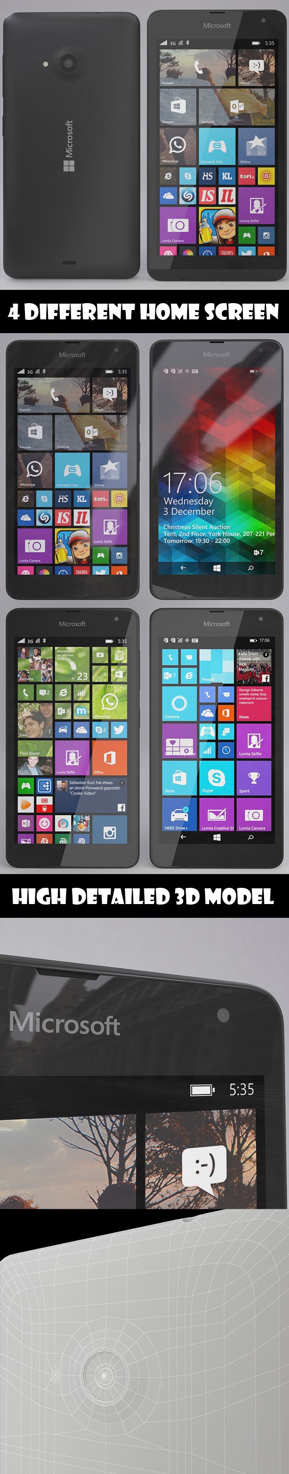 Microsoft Lumia 535 Gray - 3DOcean Item for Sale
