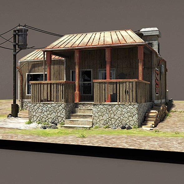 Zombie House Post Apocalyptic Ruin - 3DOcean Item for Sale