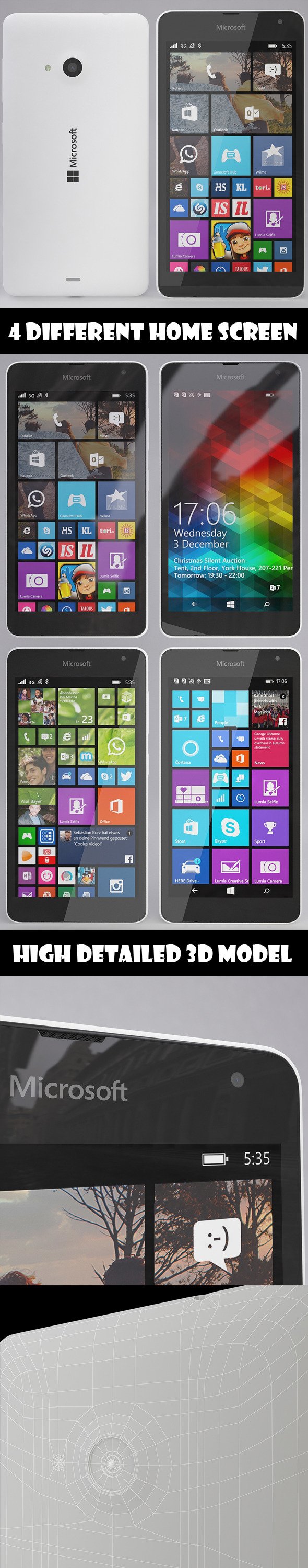 Microsoft Lumia 535 White - 3DOcean Item for Sale