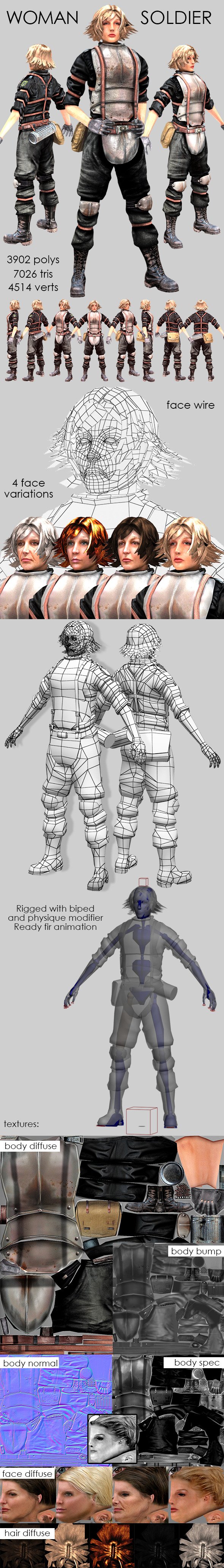 Woman Soldier - 3DOcean Item for Sale