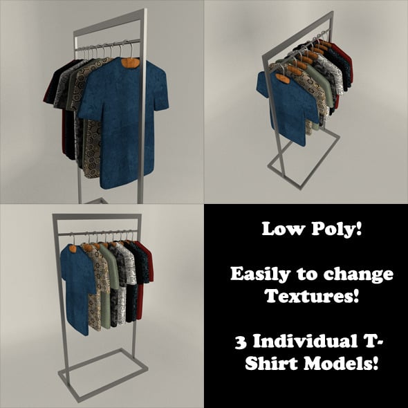 T-Shirt Display Set (Low Poly) - 3DOcean Item for Sale