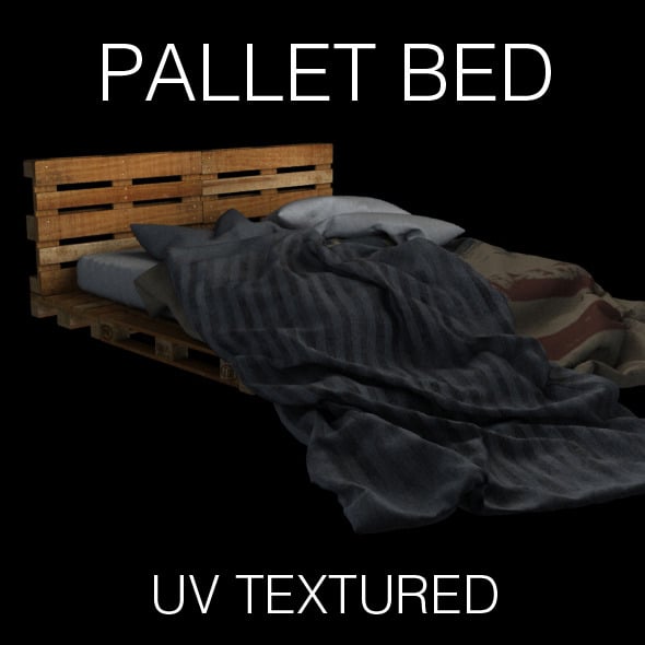 Pallet bed for bedroom interior - 3DOcean Item for Sale