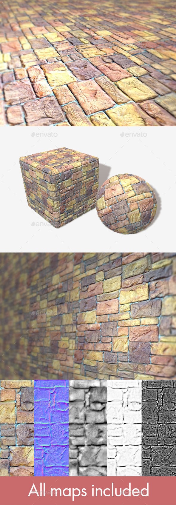 Painted Random Bricks Seamless Texture - 3DOcean Item for Sale