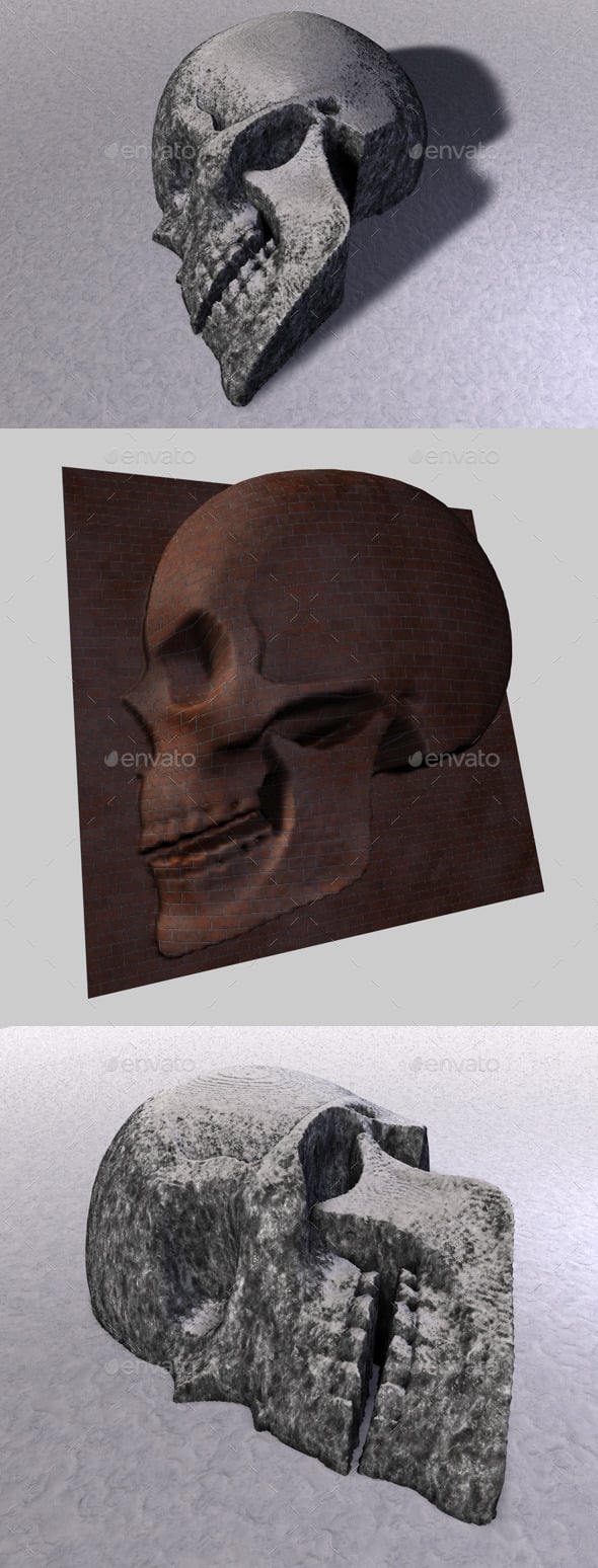 Skull Depth Map 3 - 3DOcean Item for Sale