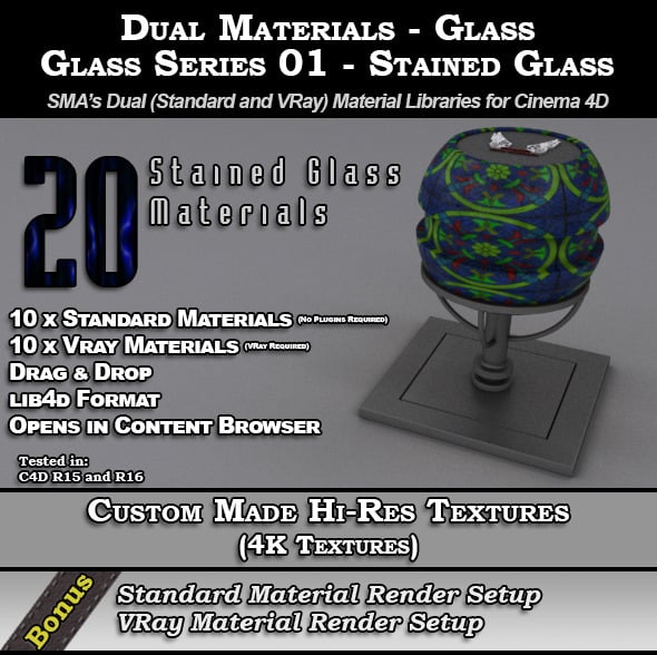 SMA's Dual Materials - Glass - S01 - Stained Glass - 3DOcean Item for Sale