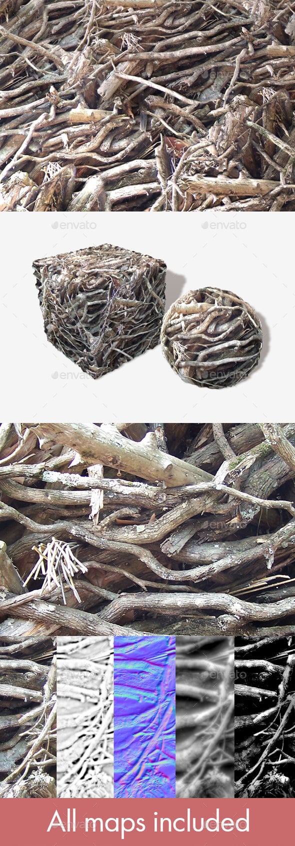 Twigs and Branches Seamless Texture - 3DOcean Item for Sale