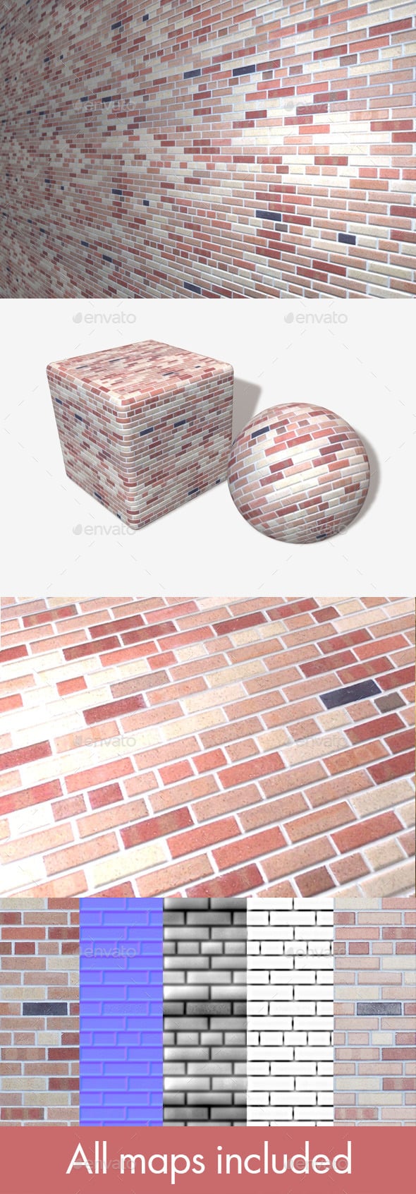 Neat Multicolour Bricks Seamless Texture - 3DOcean Item for Sale