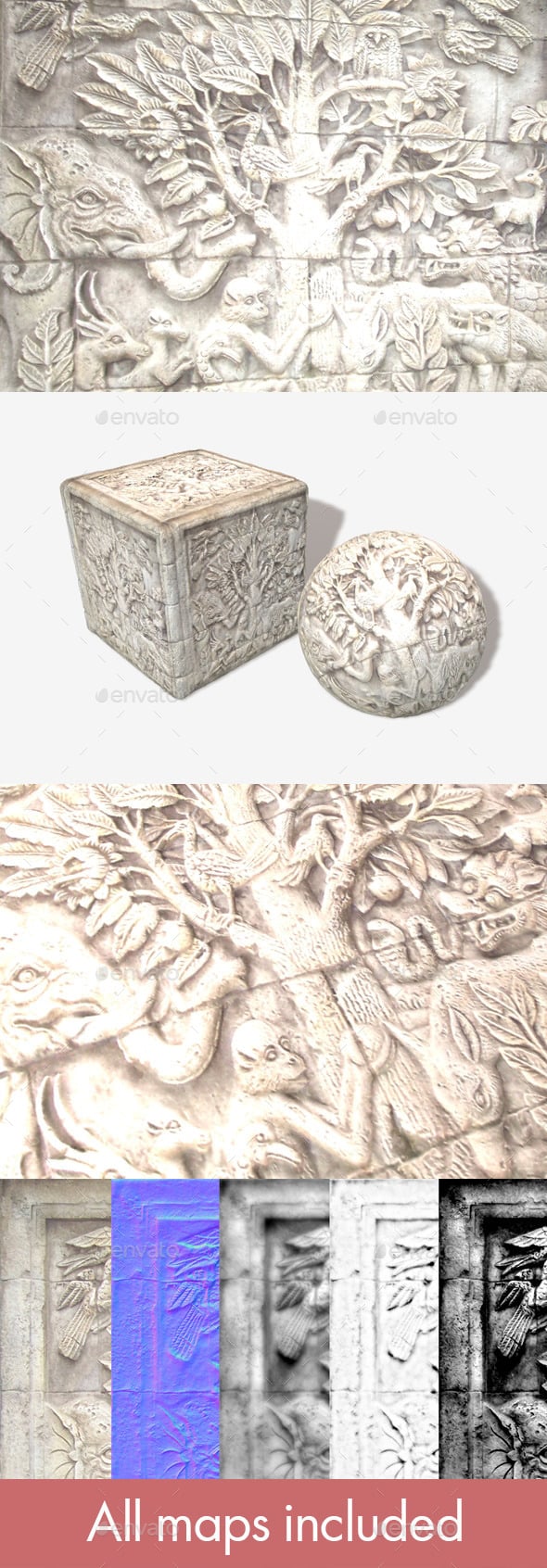 Asian Carved Stone Texture 2 - 3DOcean Item for Sale