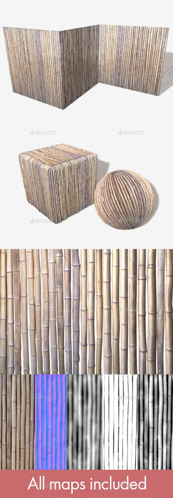 Bamboo Wall Seamless Texture - 3DOcean Item for Sale