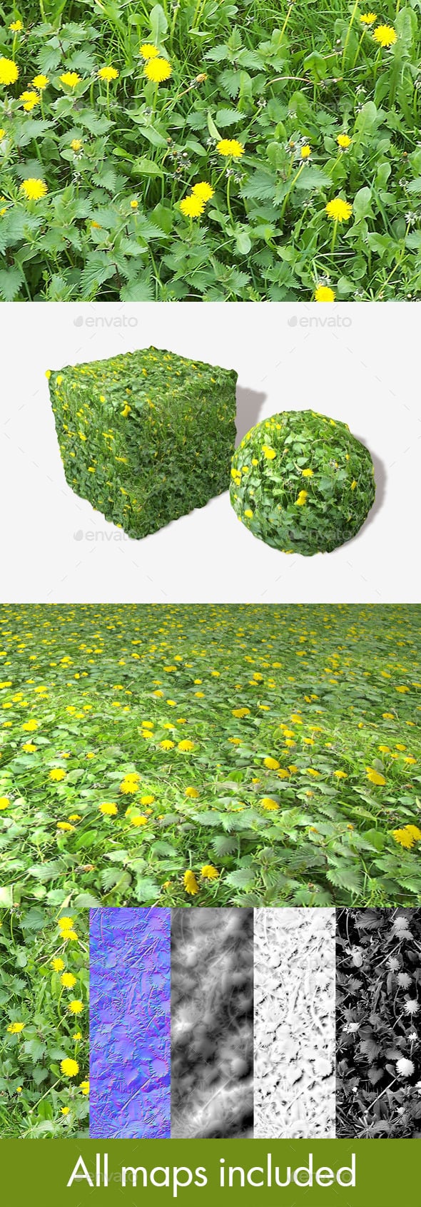 Dandelions and Weeds Seamless Texture - 3DOcean Item for Sale