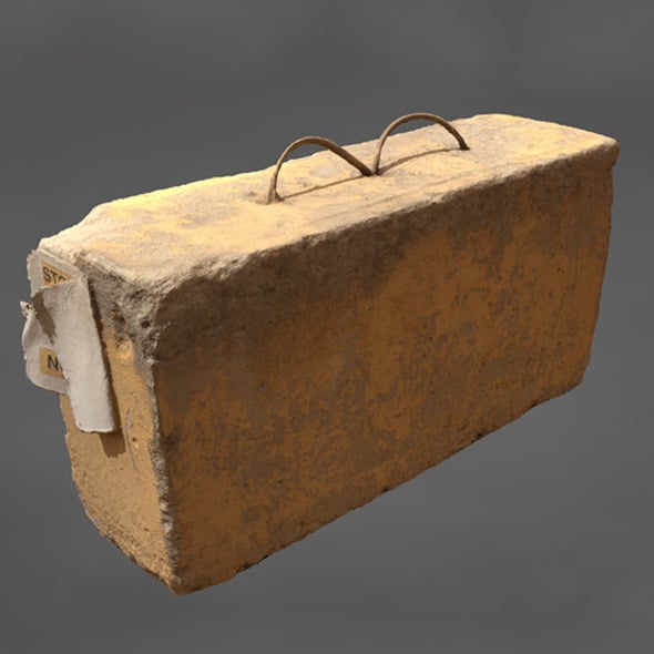 Concrete Block with Sign - 3DOcean Item for Sale