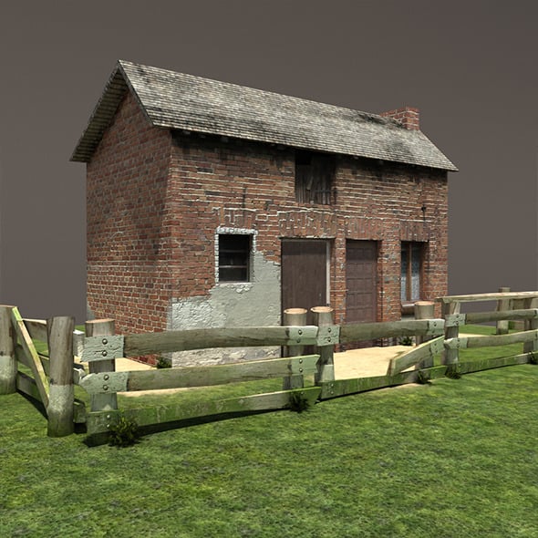 Derelict House Barn Low Poly - 3DOcean Item for Sale