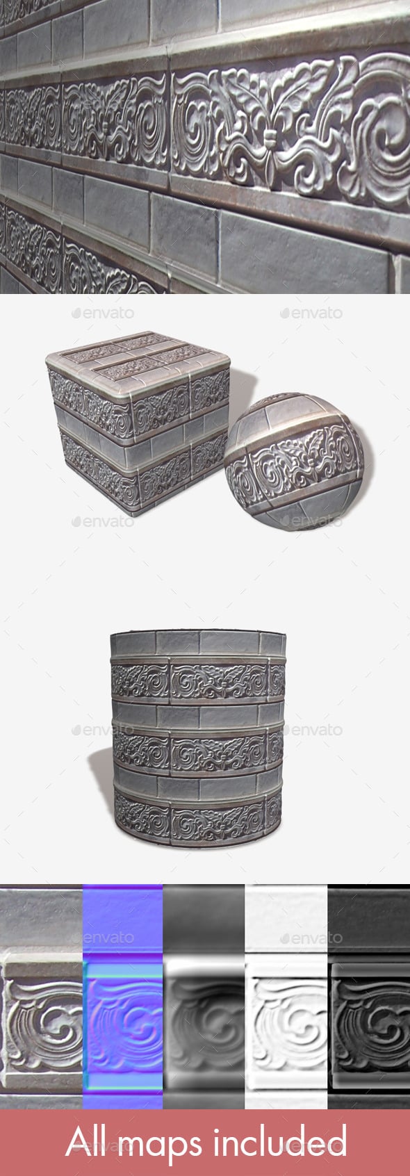 Decorated Tile Pattern Seamless Texture - 3DOcean Item for Sale