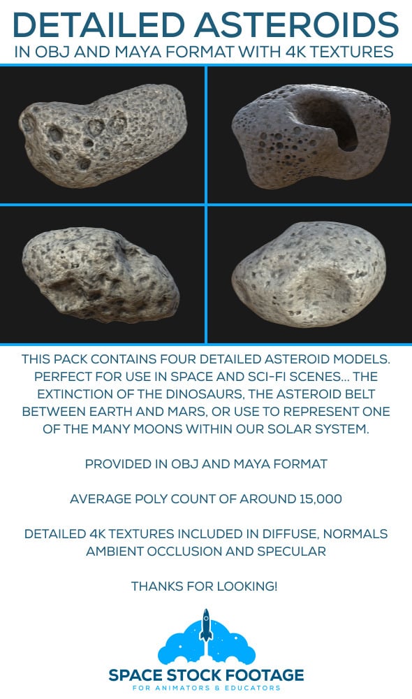 Detailed Asteroids - 3DOcean Item for Sale