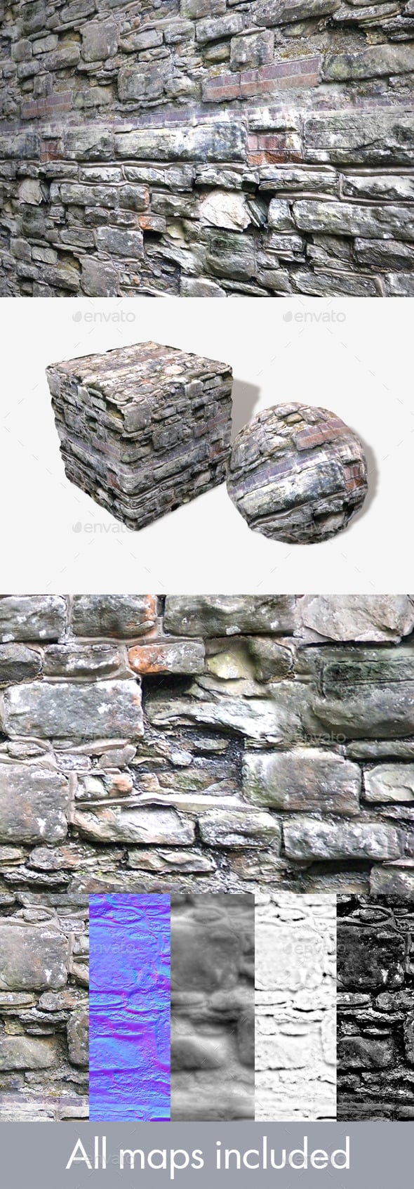Crumbling Random Wall Seamless Texture - 3DOcean Item for Sale