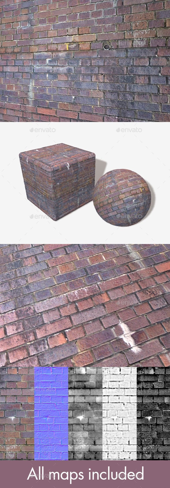 Dirty Purple Bricks Seamless Texture. - 3DOcean Item for Sale