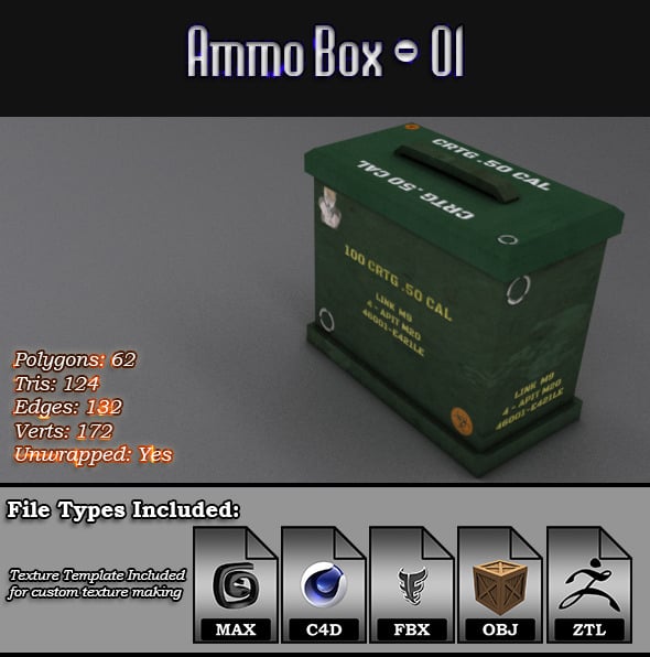 Low Poly AmmoBox - 01 - 3DOcean Item for Sale
