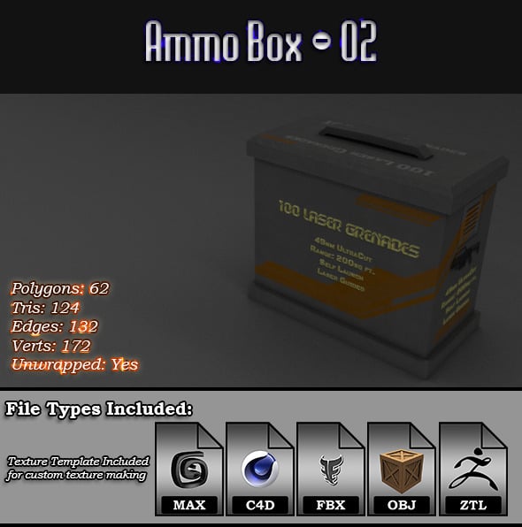 Low Poly AmmoBox - 02 - 3DOcean Item for Sale