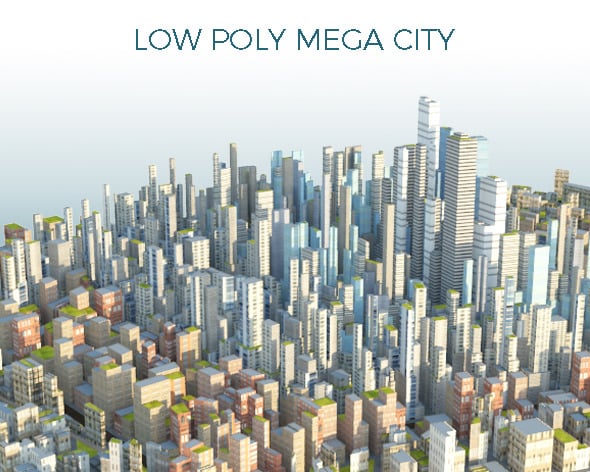 Low Poly Mega City With Textures - 3DOcean Item for Sale
