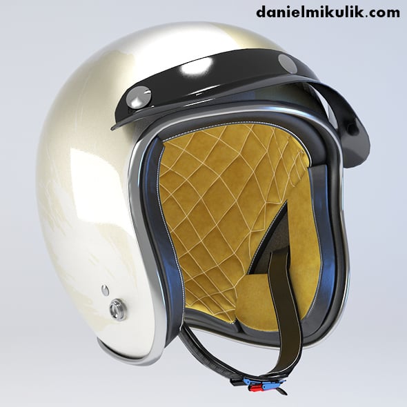 White Retro Motorcycle Helmet - 3DOcean Item for Sale