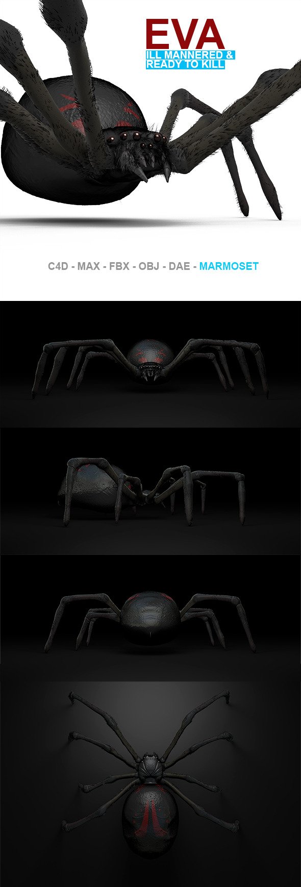 Eva High Poly Spider Model - 3DOcean Item for Sale