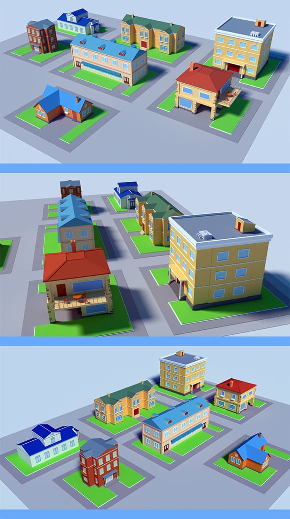Low Poly Houses - 3DOcean Item for Sale