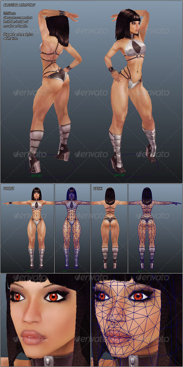 Low Poly Aleysha - 3DOcean Item for Sale