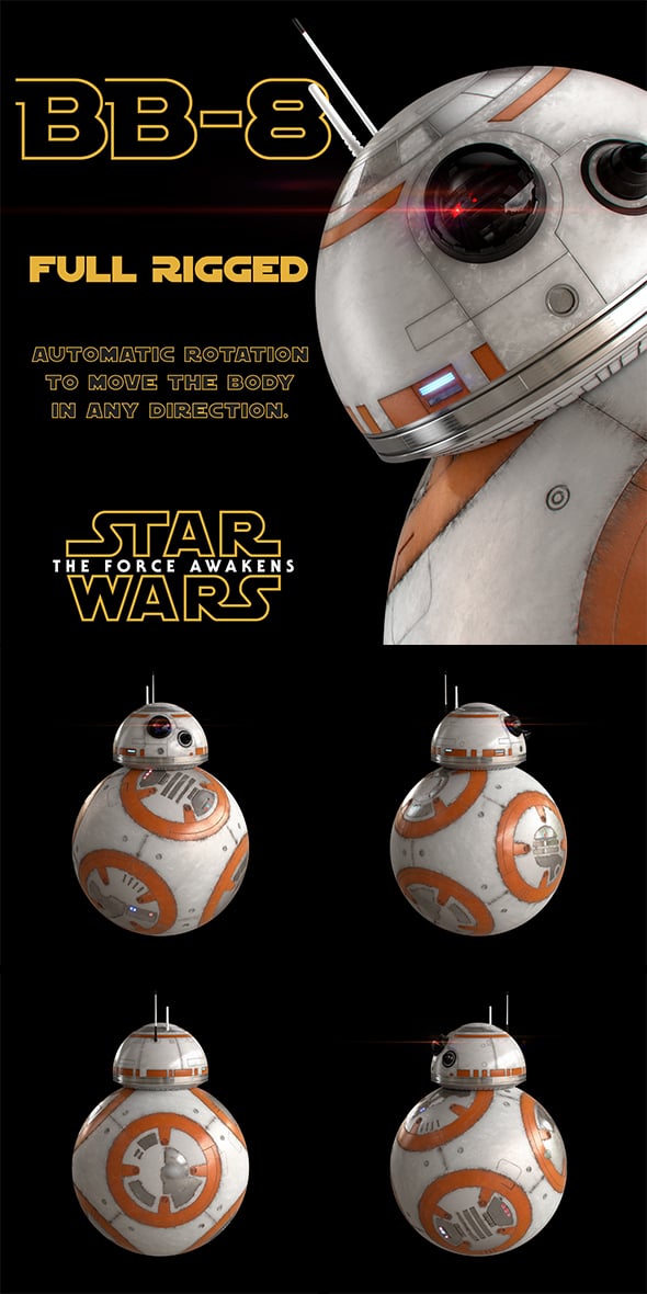 BB-8 Star Wars Droid Full Rigged - 3DOcean Item for Sale