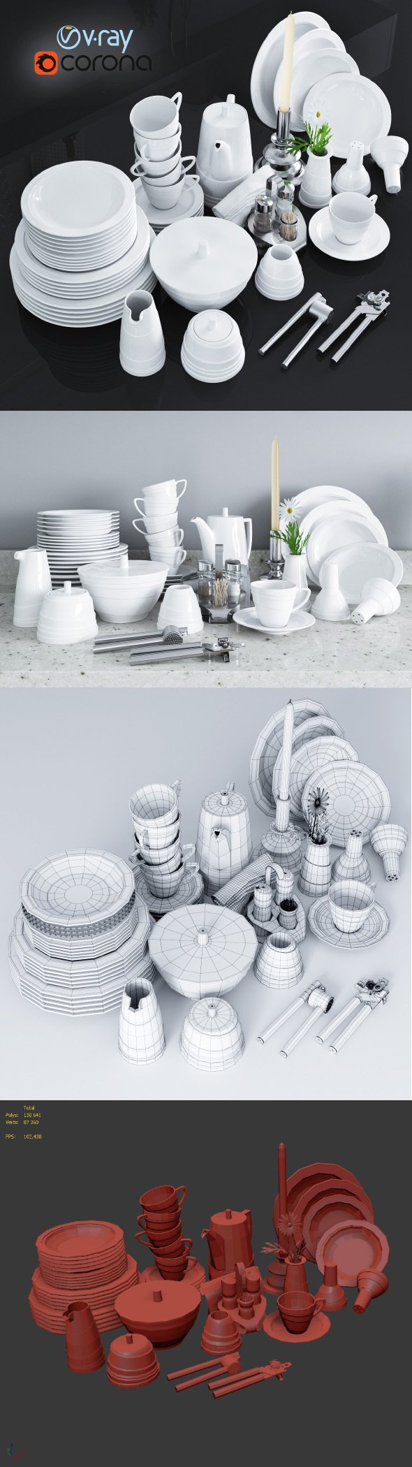 A set of dishes and kitchen appliances - 3DOcean Item for Sale