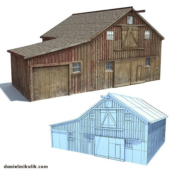 Low Poly Wild West Barn - 3DOcean Item for Sale
