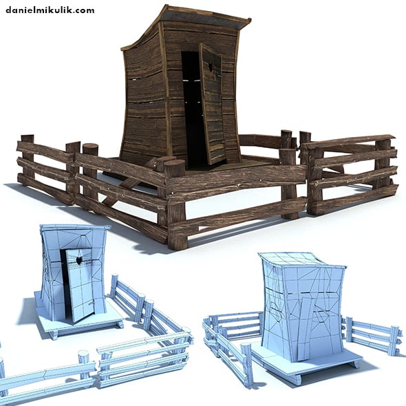Low Poly Wild West Toilet - 3DOcean Item for Sale