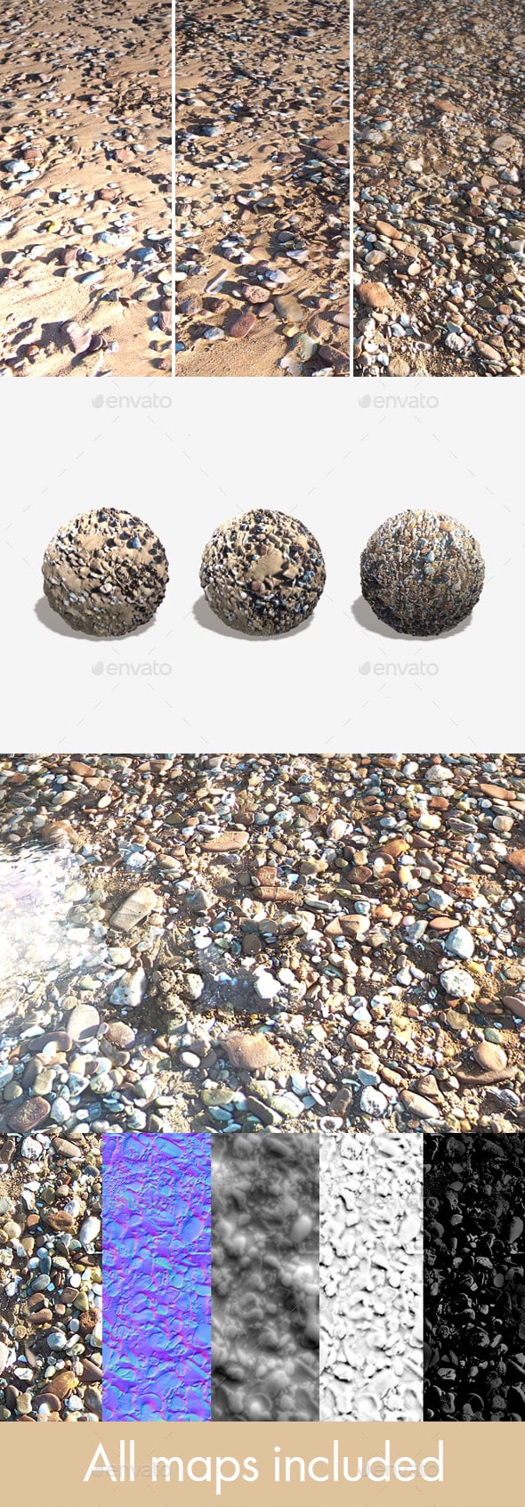 3 Sandy Beach Seamless Textures - 3DOcean Item for Sale