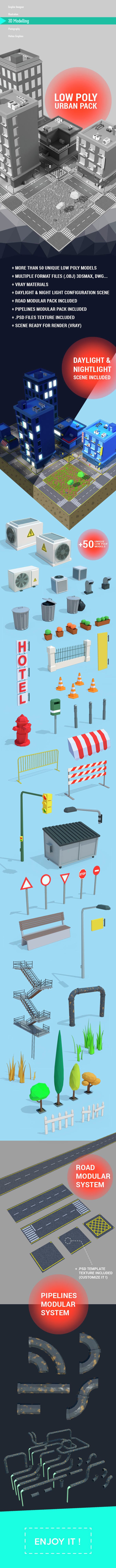 Low Poly urban pack - 3DOcean Item for Sale