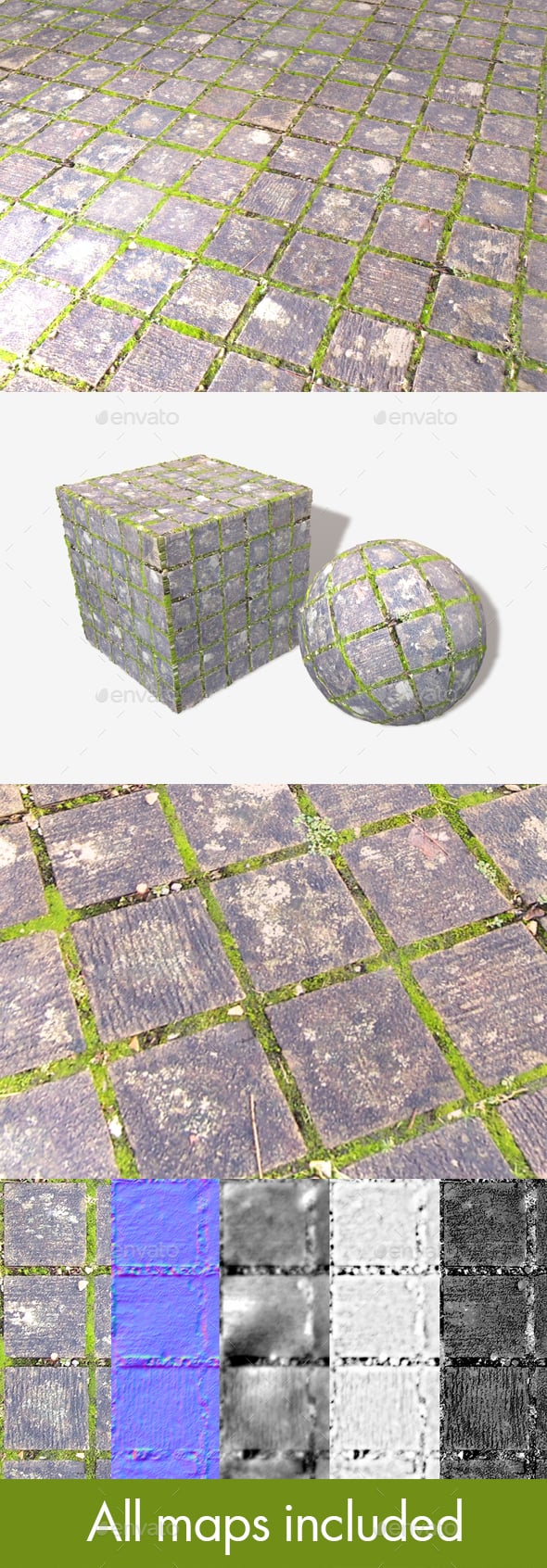 Mossy Square Cobbles Seamless Texture - 3DOcean Item for Sale
