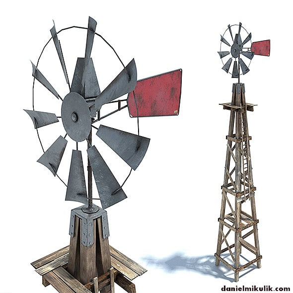 Low Poly Wild West Wind Mill - 3DOcean Item for Sale