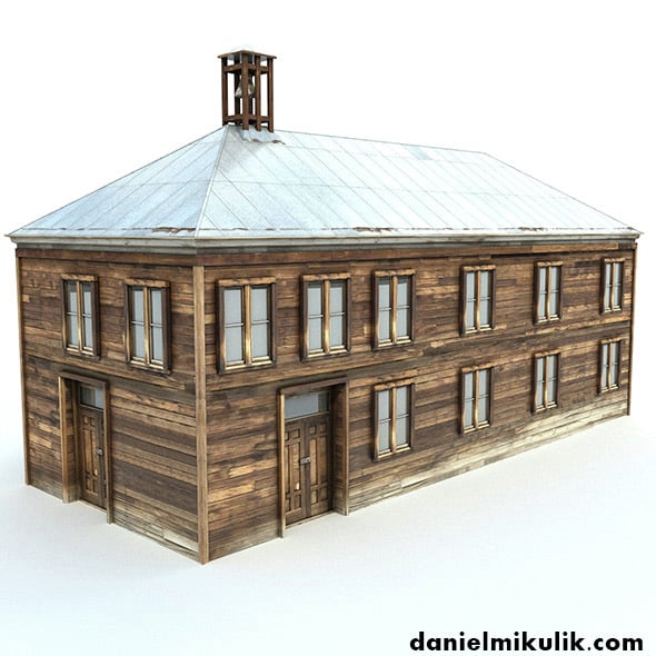 Low Poly Wild West School - 3DOcean Item for Sale