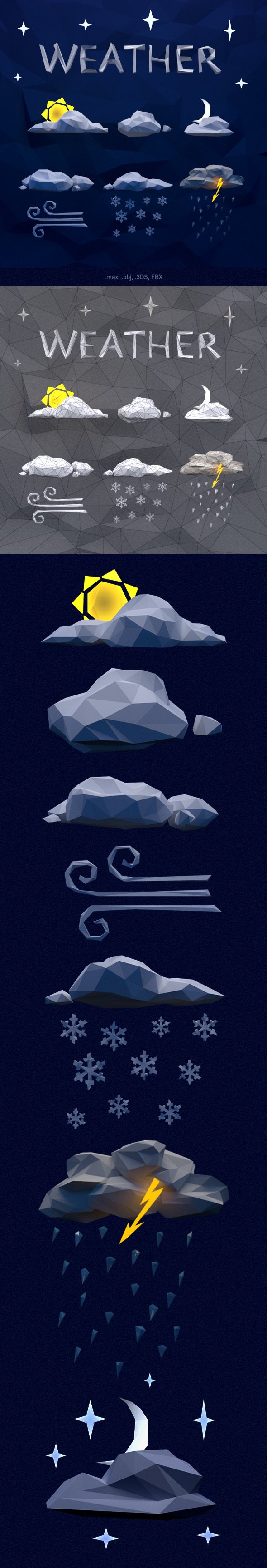 Low Poly Weather Pack - 3DOcean Item for Sale