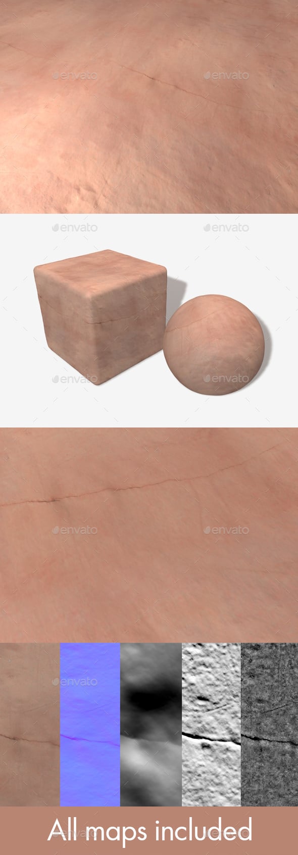 Cracked Plastered Wall Seamless Texture - 3DOcean Item for Sale