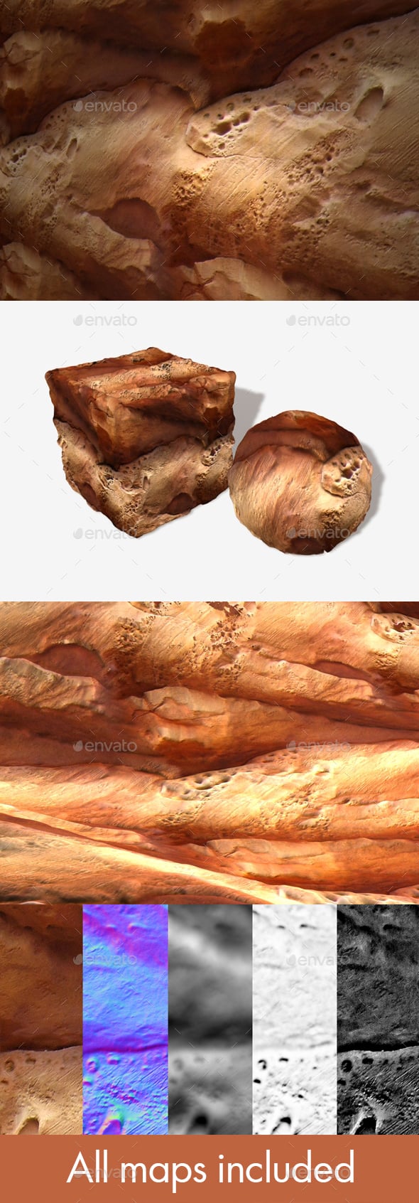 Orange Artificial Rock Seamless Texture - 3DOcean Item for Sale