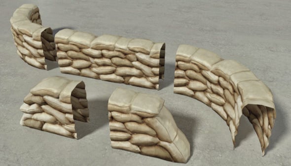 Sandbags Wall Construction Kit - 3DOcean Item for Sale