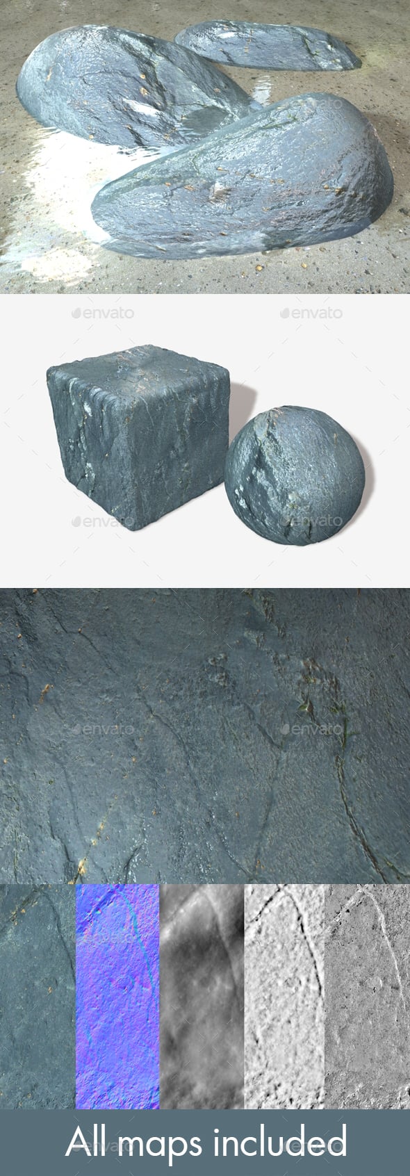 Wet Grey Rock Seamless Texture - 3DOcean Item for Sale